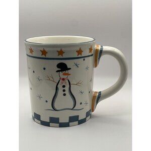 Handpainted vintage oversized Snowman Ceramic Christmas‎ mug 2000 FDL Fragrances